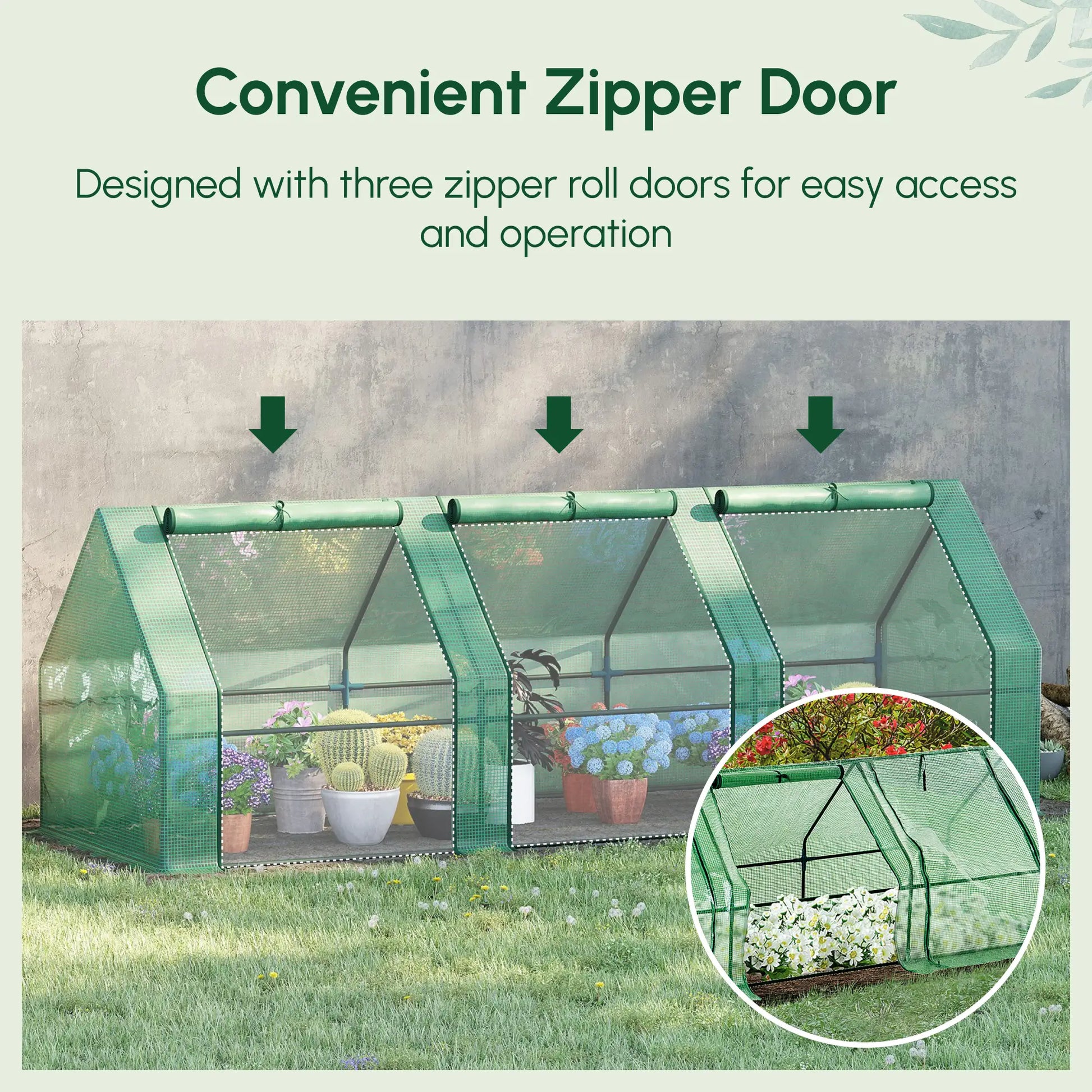 9' x 3' x 3' Mini Greenhouse, PE Cover, Zippered Doors, Green Portable Greenhouses at Gallery Canada