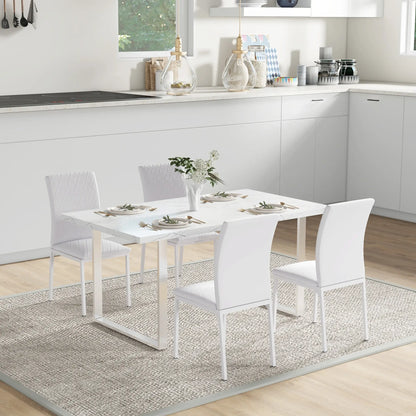 Modern Dining Chairs Set of 4, Upholstered Faux Leather, White Bar Stools at Gallery Canada