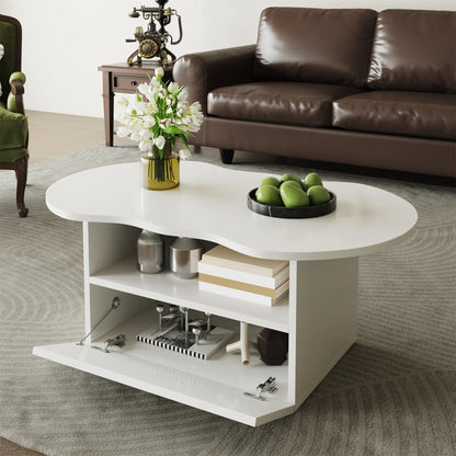 Coffee Table with Drawer, Open Storage, 39.5" L x 23.5" W x 15" H, White Coffee Tables at Gallery Canada