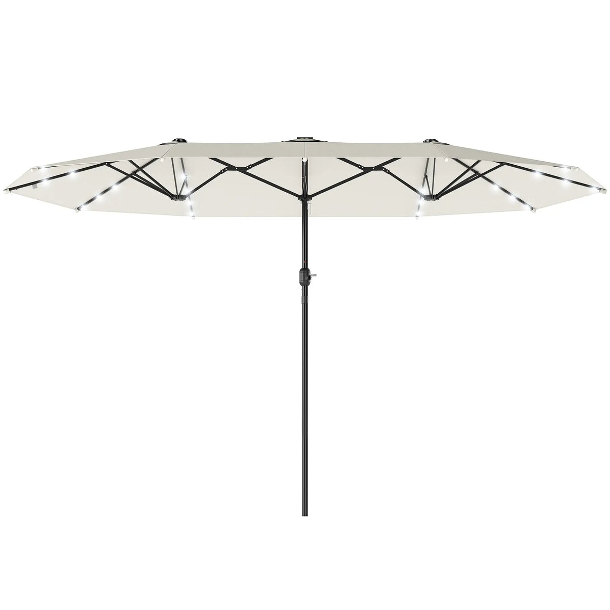 173" Double-Sided Sun Umbrella, Garden Parasol, Solar LED Light, Cream White Double-sided Umbrellas Cream at Gallery Canada