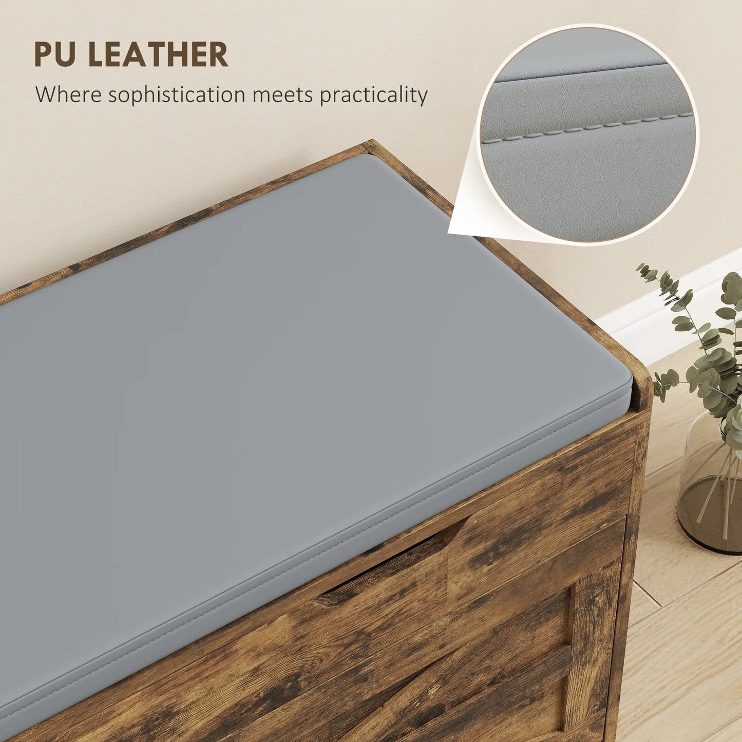 Shoe Storage Bench, 2-Tier Cabinet, Flip-Top, Padded Cushion, Rustic Brown Shoe Storage Cabinets & Racks at Gallery Canada