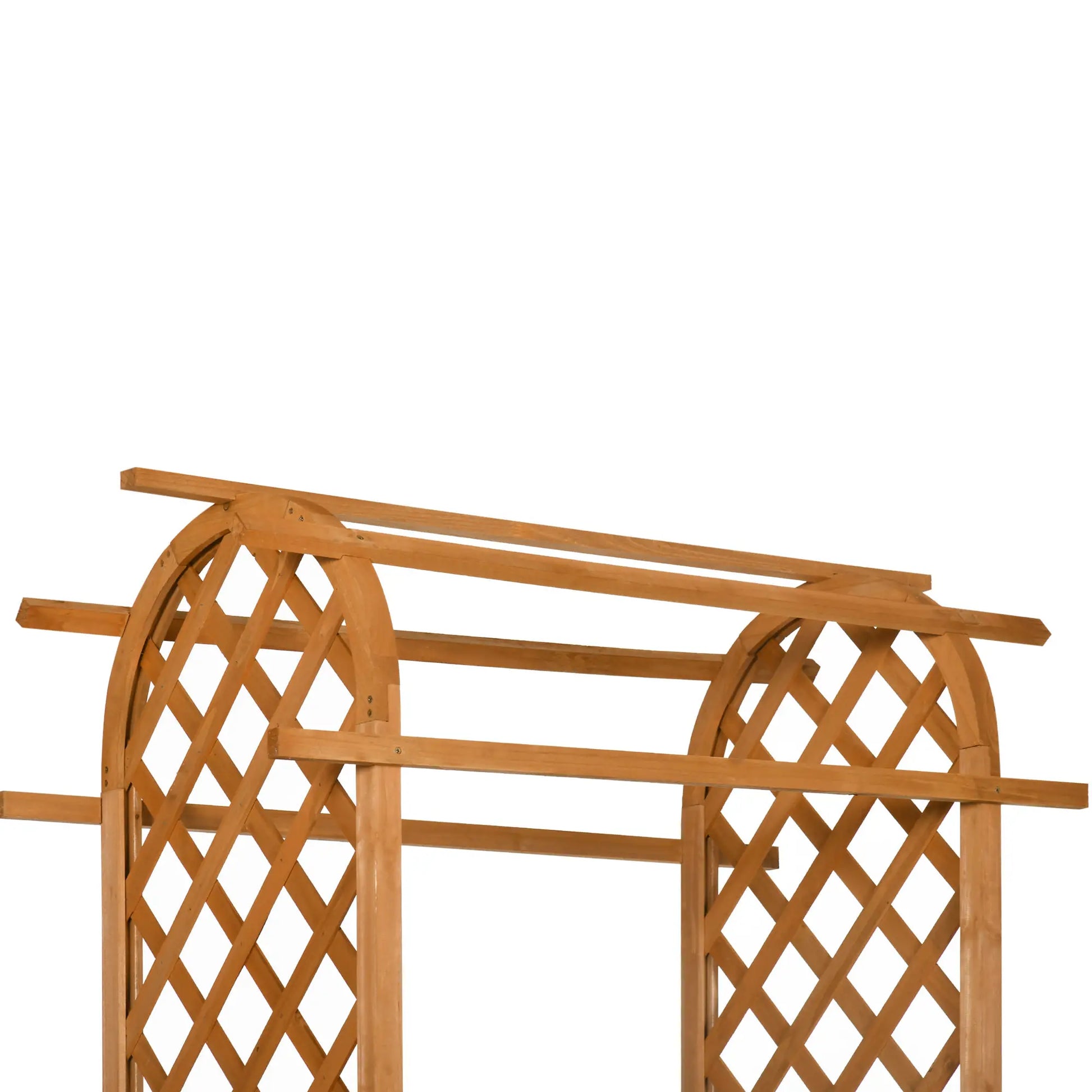 7.7FT Garden Arch, 2 Foldable Planter Boxes, Wooden Trellis Arbor, Brown Garden Arches at Gallery Canada