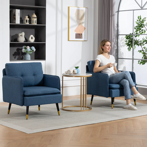 Accent Chairs Set of 2, Upholstered Armchairs with Tufted Back Cushion