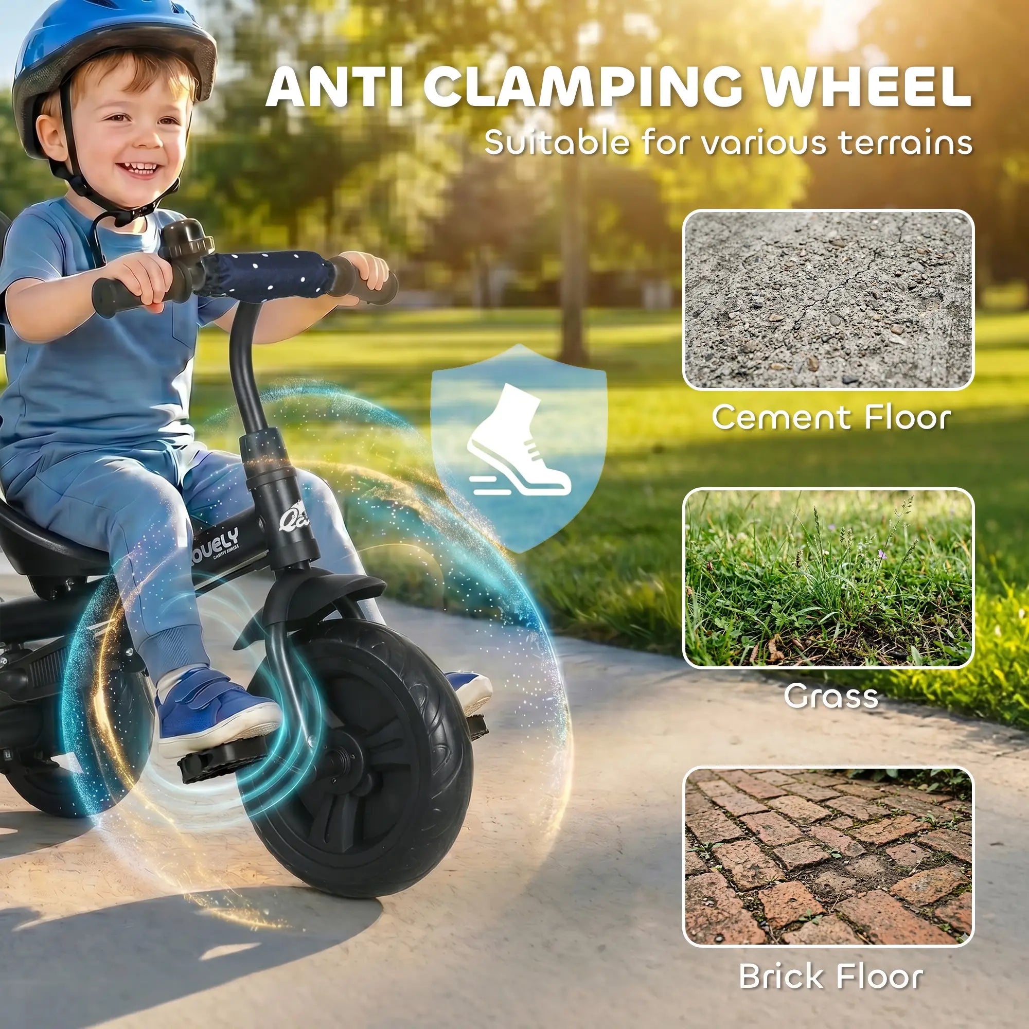 6 in 1 Kids Tricycle, Removable Handlebar, Canopy, Navy Blue Tricycles for Kids at Gallery Canada