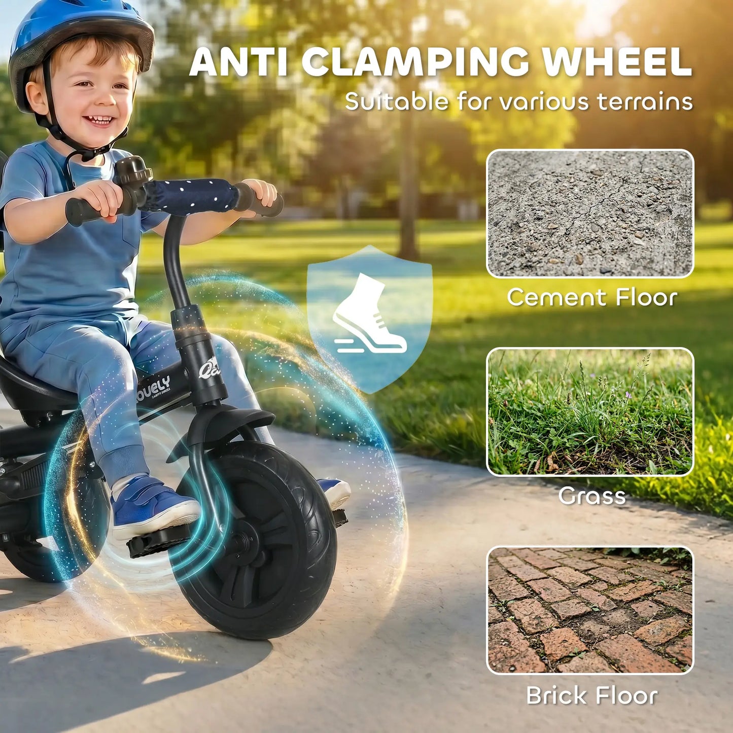 6 in 1 Kids Tricycle, Removable Handlebar, Canopy, Navy Blue Tricycles for Kids at Gallery Canada