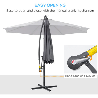 10ft Offset Patio Umbrella with Base, Crank, Grey Cantilever Umbrellas at Gallery Canada