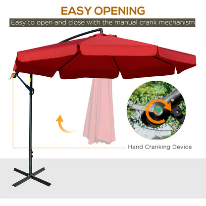 11FT Cantilever Patio Umbrella, Offset Hanging, Easy Tilt, Cross Base, Red Cantilever Umbrellas at Gallery Canada