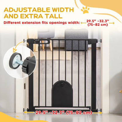 30"-32" Extra Wide Pet Gate, Small Door, 30"H, Black Houses, Kennels & Pens at Gallery Canada
