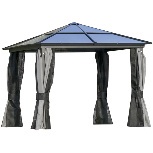 10x10ft Hardtop Gazebo, Aluminum Frame, Polycarbonate Canopy Gazebos Black, Grey at Gallery Canada