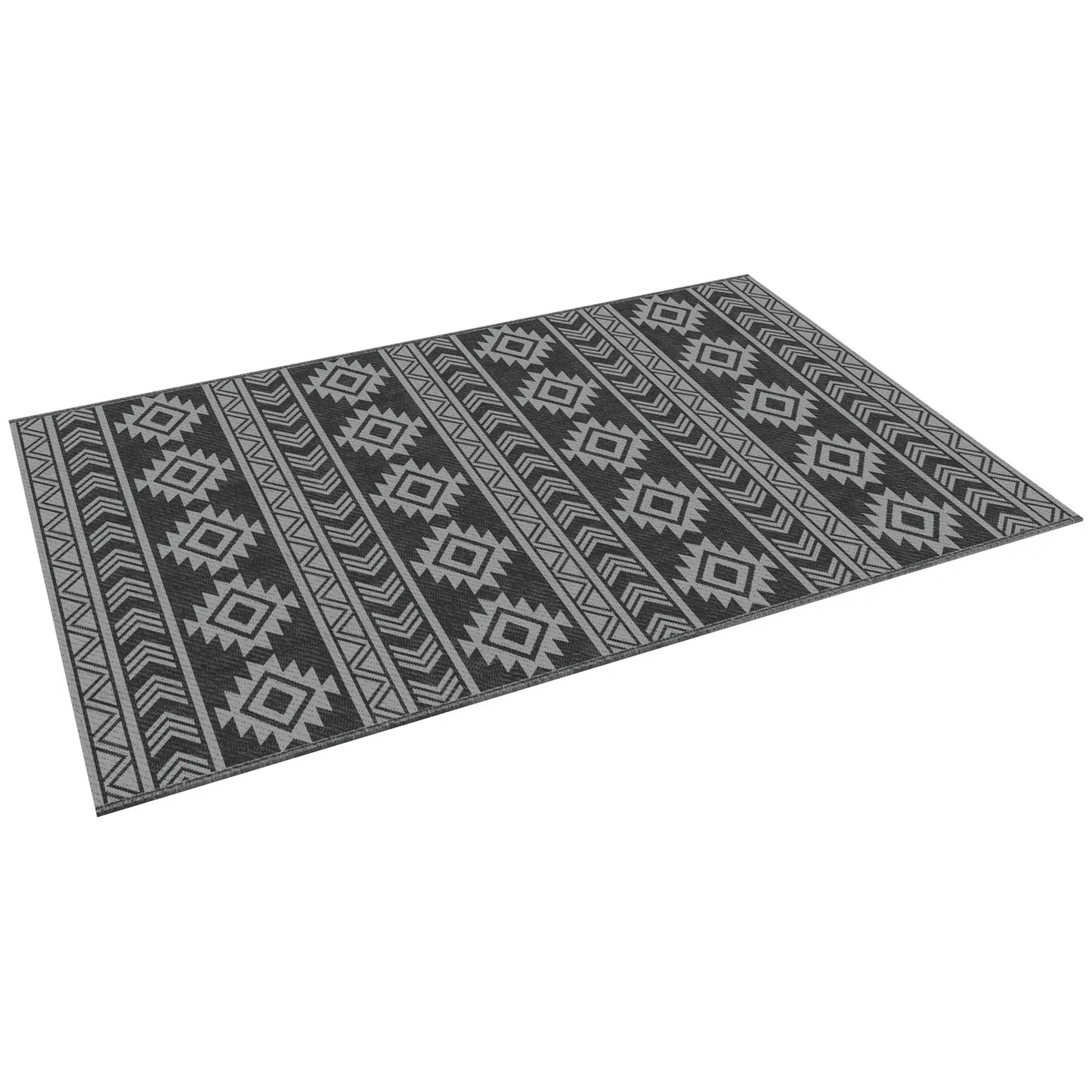 Reversible Outdoor RV Rug, Patio Mat, 6' x 9', Black & Grey Garden Decor Black and Grey at Gallery Canada