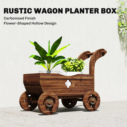 Wagon Flower Planter Cart With Wheels, Garden Wagon With Handle, Carbonized Raised Garden Beds at Gallery Canada