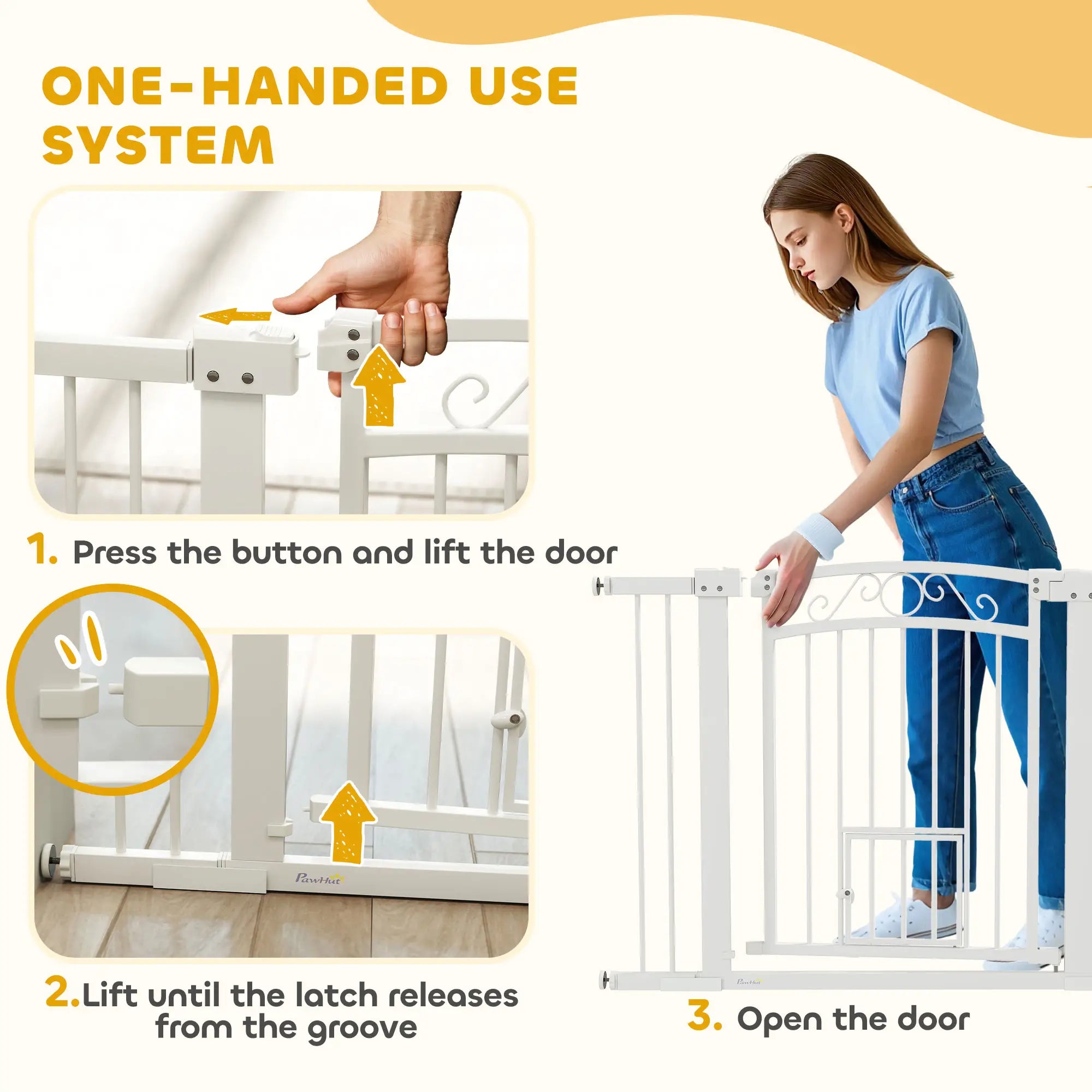 Walk Through Dog Gate, Small Pet Door, Auto Close, 30