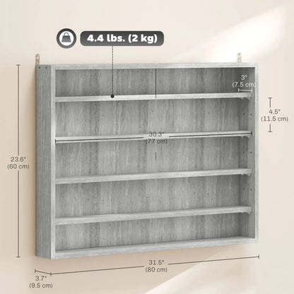 5-Tier Glass Display Cabinet, 2 Doors, 4 Adjustable Shelves, Grey Display Bookshelves at Gallery Canada