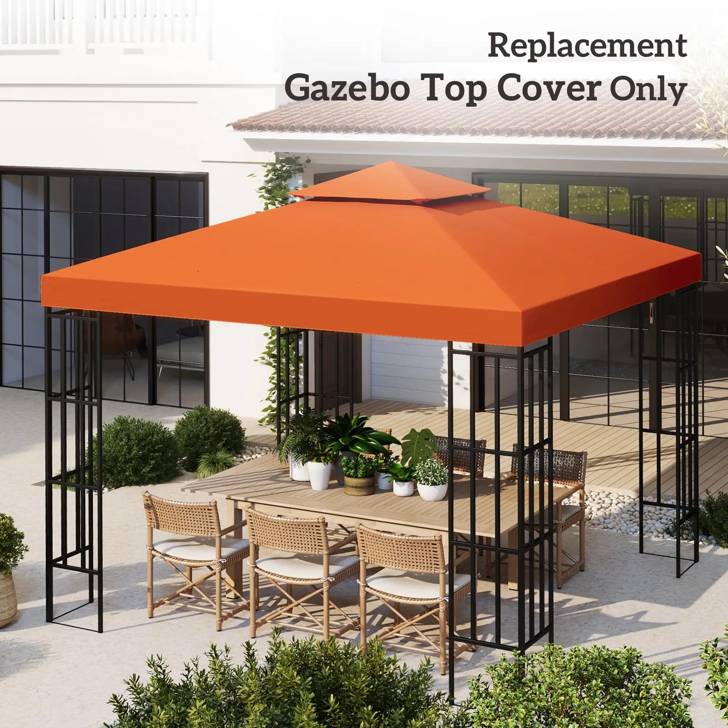 10' x 10' Square 2-Tier Gazebo Canopy Cover, Rust Red Gazebo Canopy Replacement at Gallery Canada
