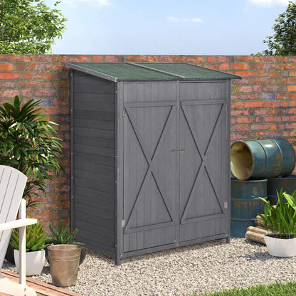 Garden Storage Shed, Asphalt Roof, Wooden, Double Door, Green and Grey Sheds at Gallery Canada