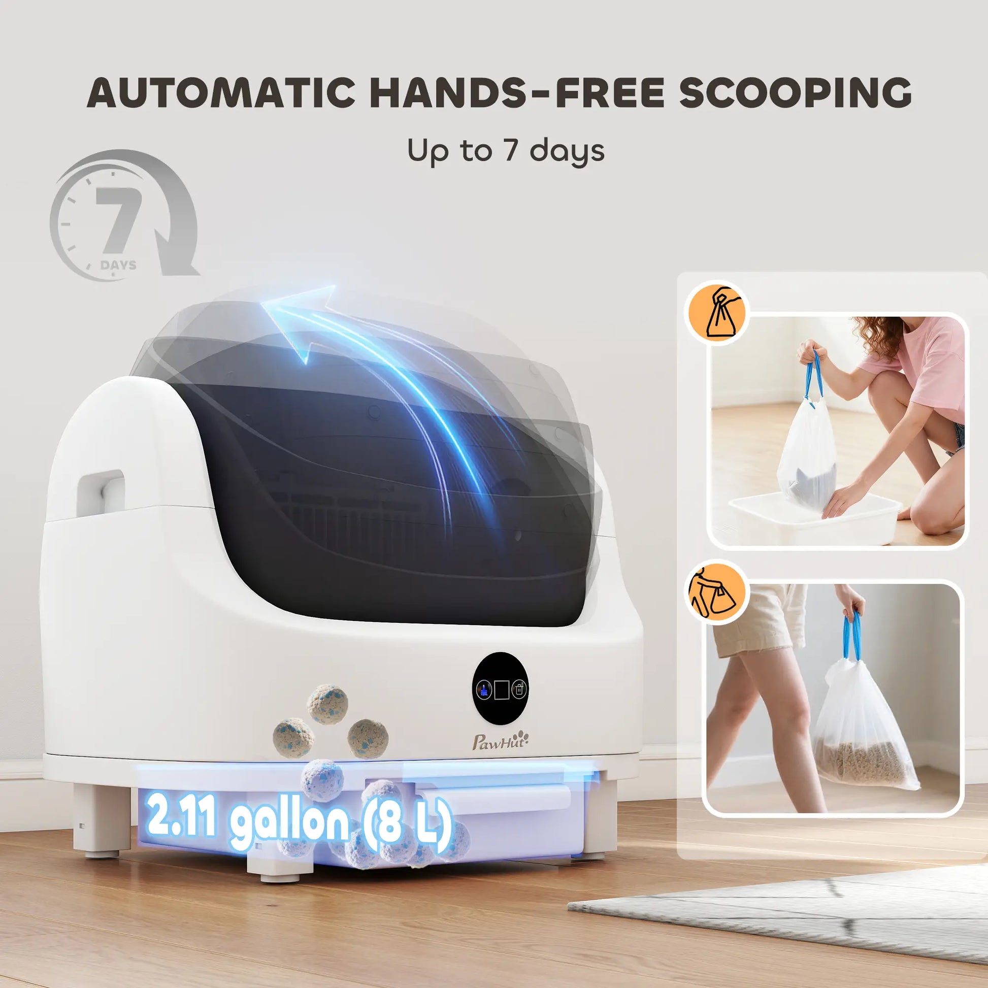 Open Top Self Cleaning Cat Litter Box, Automatic with Safety Protection Cat Litter Box Enclosures at Gallery Canada