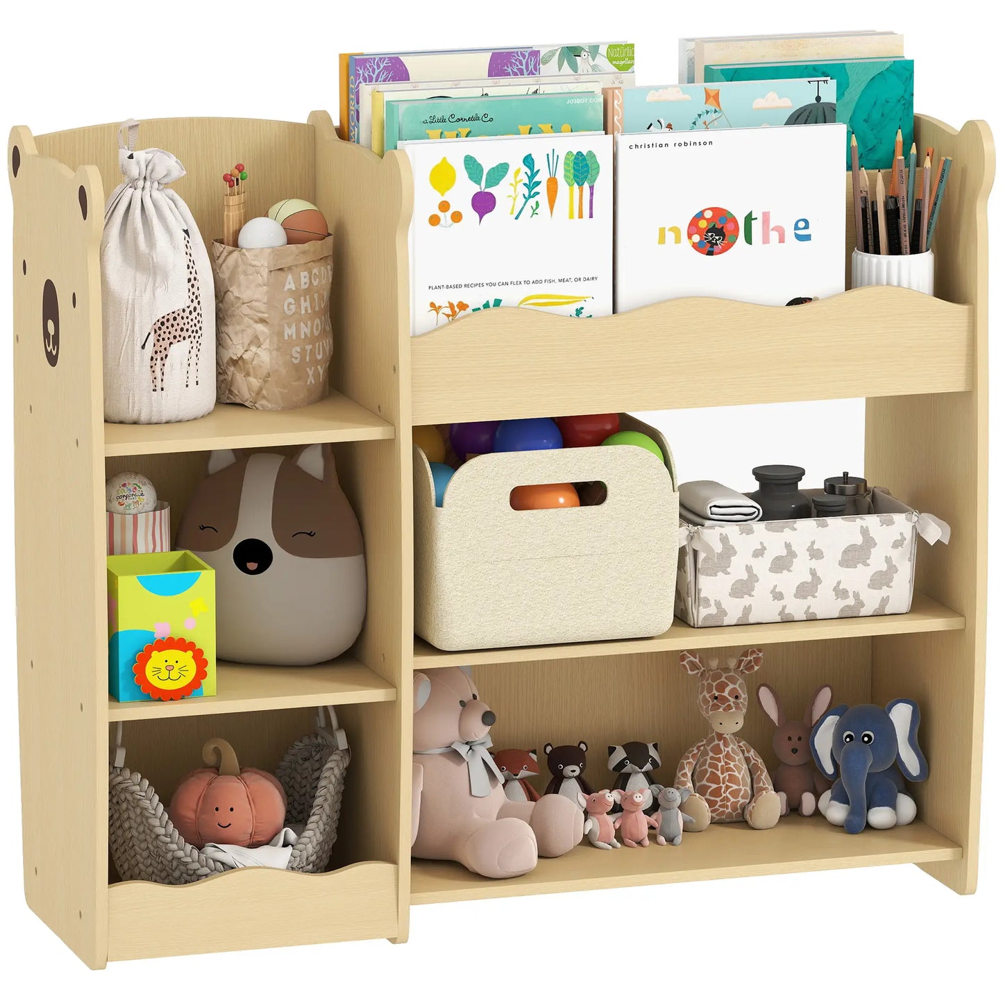 Kids Bookshelf Toy Storage Organizer, 3 Tier Montessori, Natural Bookshelves & Bookcases at Gallery Canada