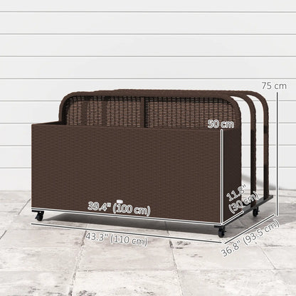Rolling Pool Storage, Rattan Patio Furniture, Outdoor Wicker Organizer, Brown Patio Storage Boxes at Gallery Canada