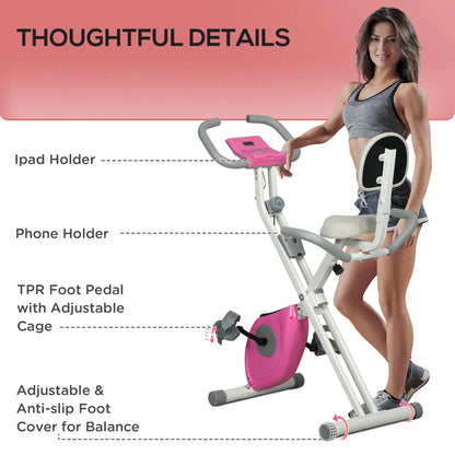 Foldable Magnetic Exercise Bike, 8 Level Resistance, Pink Exercise & Stationary Bikes at Gallery Canada