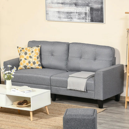 3-Seater Sofa, Mid-Century Linen Couch, Upholstered Seat, Gray 3-Seater Sofas at Gallery Canada