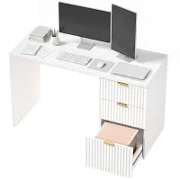 Computer Desk with Reversible Drawers, 47" White, White Writing Desks Multi Colour at Gallery Canada