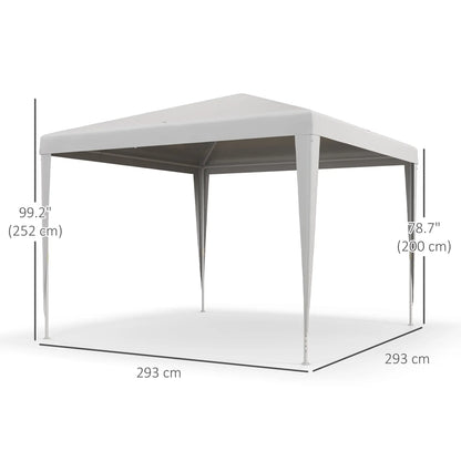 Tente de fête portable 10x10 pieds, Canopée de jardin pliante, Abri extérieur, Blanc