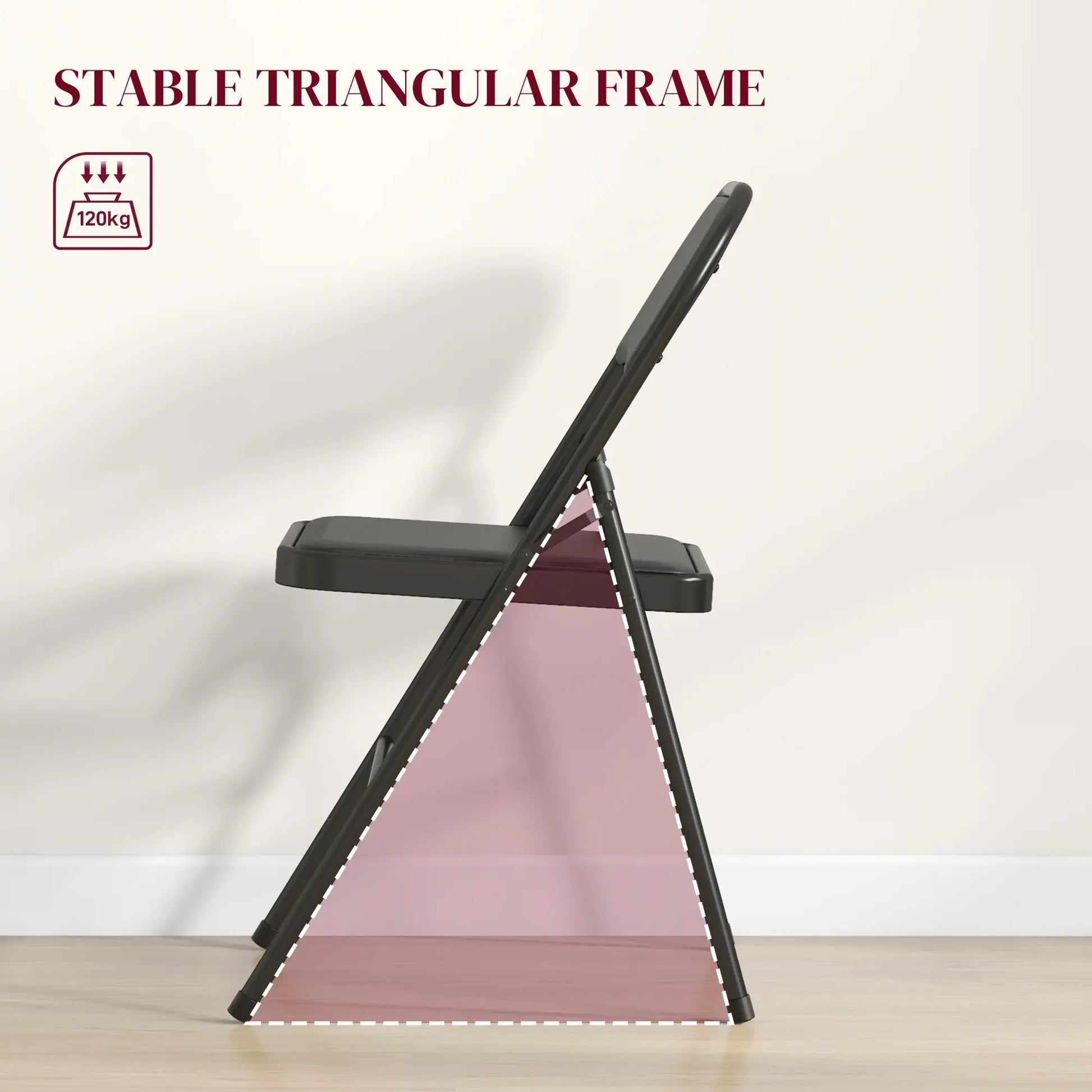 Set of 4 Metal Foldable Chairs, PU Leather Padded, Black Bar Stools at Gallery Canada