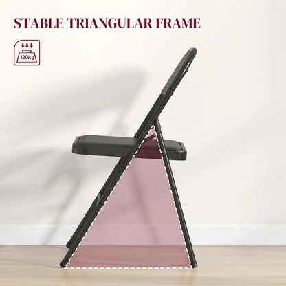 Set of 4 Metal Foldable Chairs, PU Leather Padded, Black Bar Stools at Gallery Canada