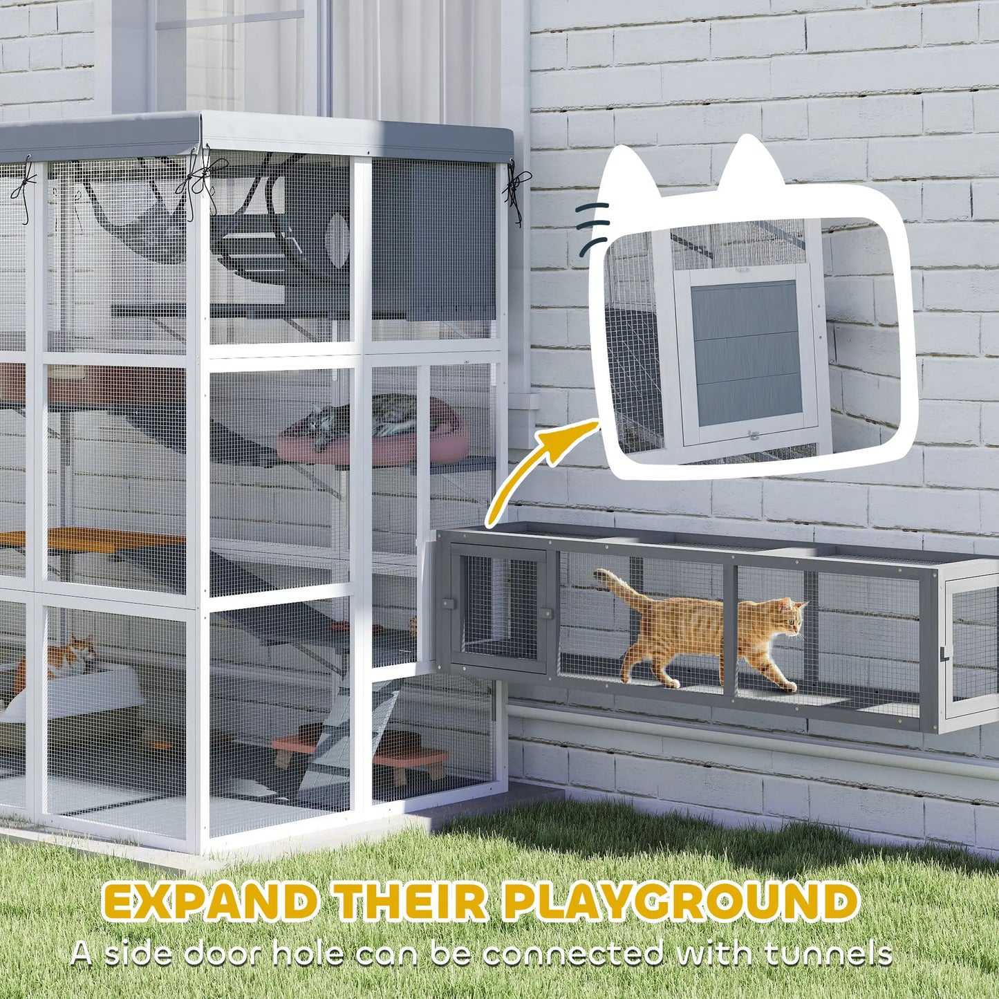 71" Catio Outdoor Cat Enclosure, Weatherproof Tarp, Hammock, Condo, Platforms Outdoor Cat Enclosures at Gallery Canada