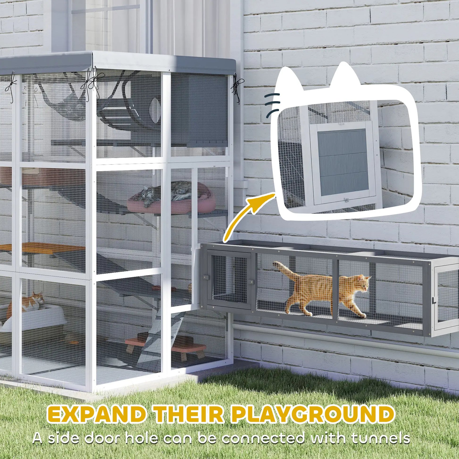 71" Catio Outdoor Cat Enclosure, Weatherproof Tarp, Hammock, Condo, Platforms Outdoor Cat Enclosures at Gallery Canada