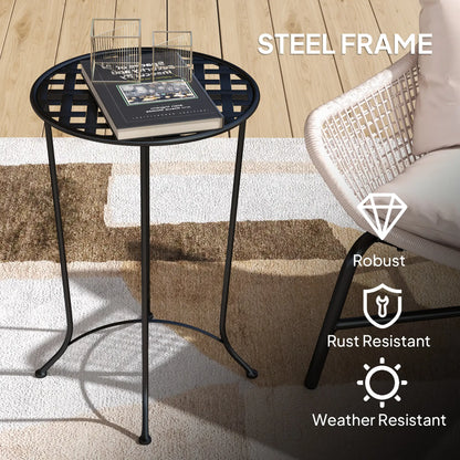 16" Round Outdoor Table, Metal Side Table, Black Patio Dinning Tables at Gallery Canada