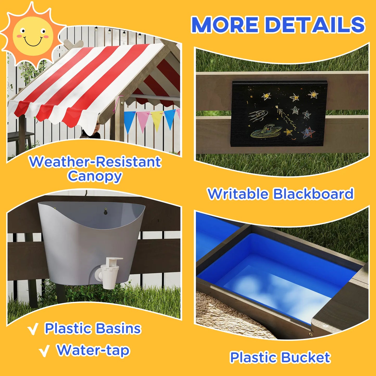 Outdoor Wooden Sandbox With Cover, 3-7 Years Old, Backyard, Grey Sandboxes & Accessories at Gallery Canada