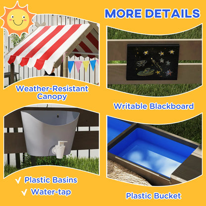 Outdoor Wooden Sandbox With Cover, 3-7 Years Old, Backyard, Grey Sandboxes & Accessories at Gallery Canada