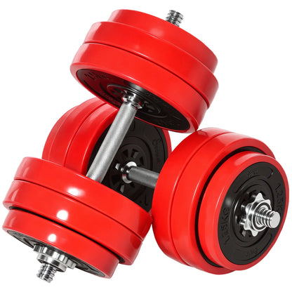 66lbs 2-In-1 Dumbbell, Barbell Adjustable Set, Strength Exercise Dumbbells & Barbells Red and Black at Gallery Canada