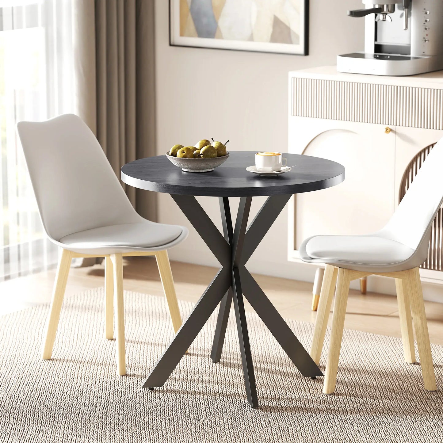 29" Round Dining Table, Steel Legs, Black Bar Tables & Dining Tables at Gallery Canada