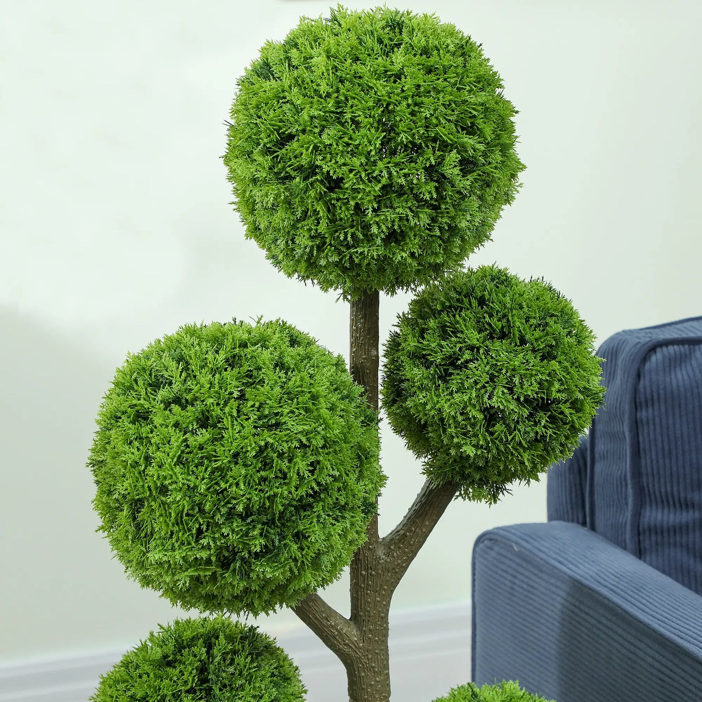 43.3" Artificial Ball Cypress Topiary Tree, Indoor Outdoor Plant In Pot, Green Artificial Trees at Gallery Canada