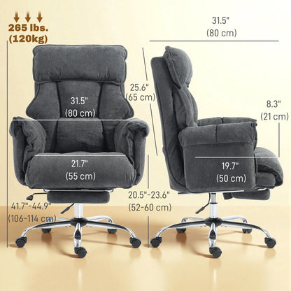 Computer Office Chair with Footrest, Adjustable Backrest, Dark Grey