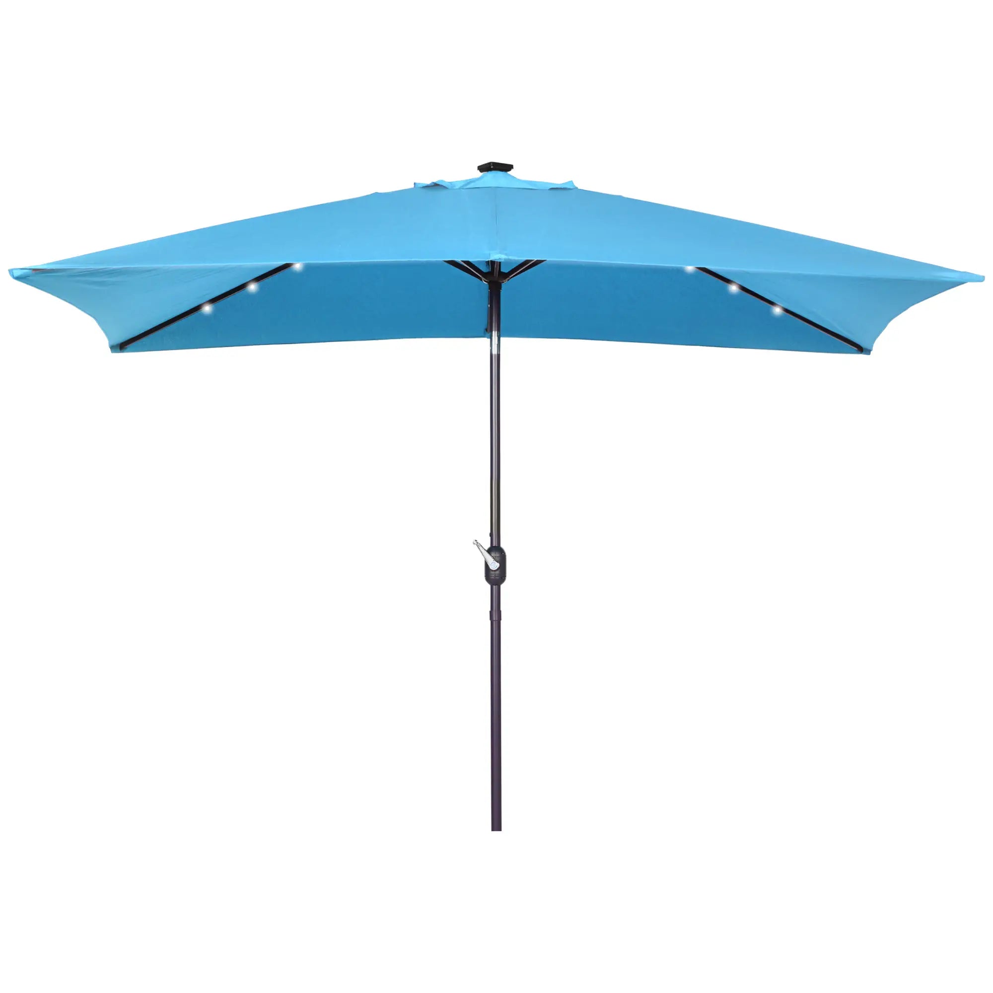 6.5x10ft Rectangle Solar Tilt Umbrella, Aluminum, LEDs, Turquoise Sun Umbrellas at Gallery Canada