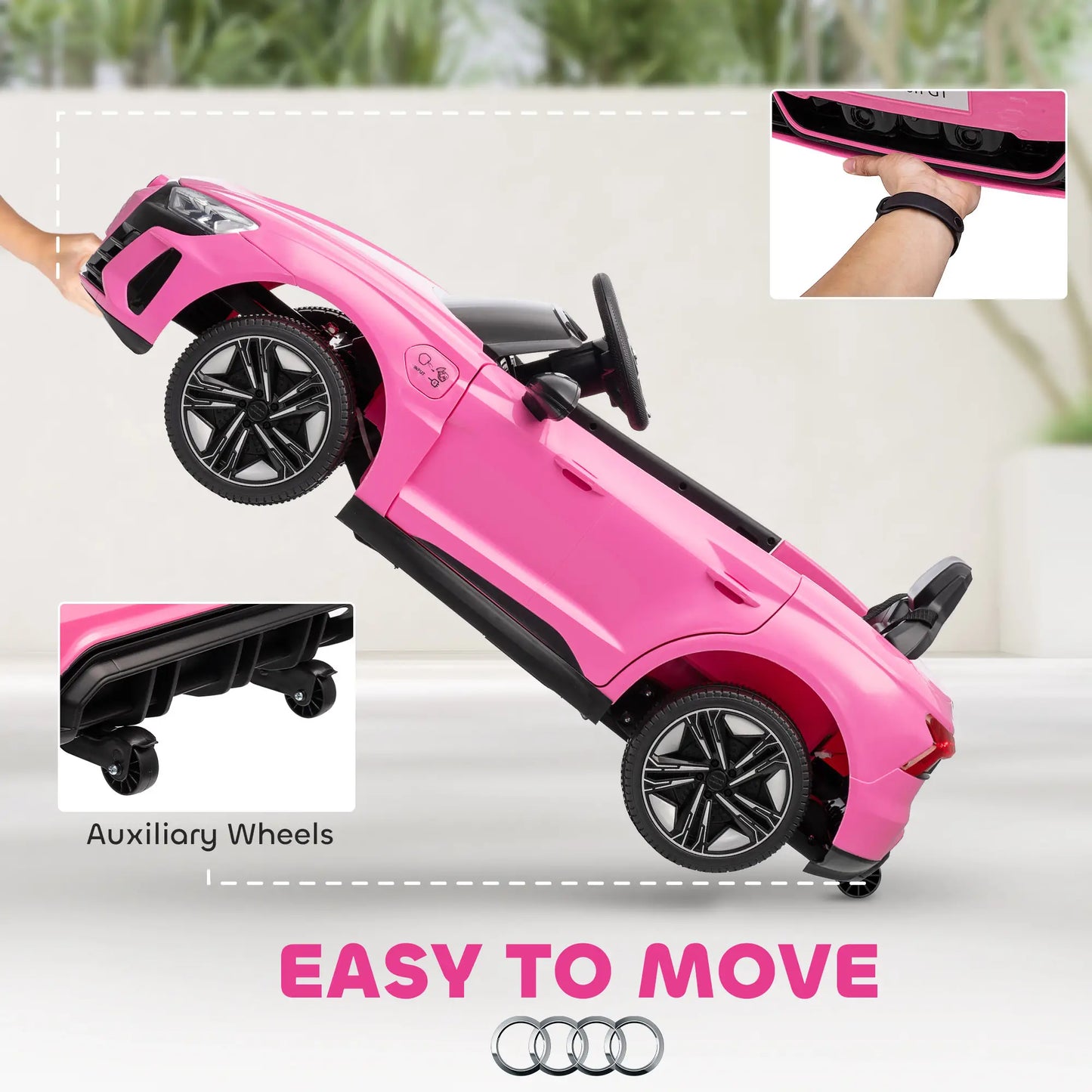12V Ride-On Car with Remote Control, 3.1 MPH, Pink Electric Toy Cars at Gallery Canada