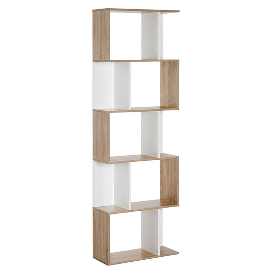 5-Tier Geometric Bookcase, Modern Room Divider, White Display Bookshelves White at Gallery Canada