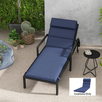 Patio Chaise Lounge Chair Cushion, with Headrest and Ties, Dark Blue Patio Chair Cushions at Gallery Canada