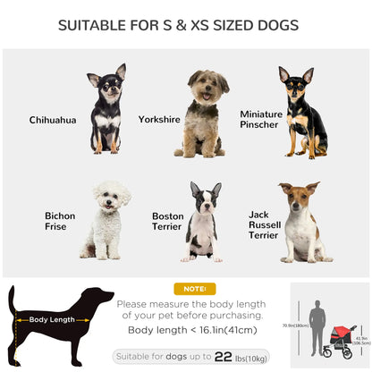 Lightweight Pet Stroller, 3-Rubber Wheels, Adjustable Canopy, Zippered Mesh, Red Dog Bike Trailers & Strollers at Gallery Canada