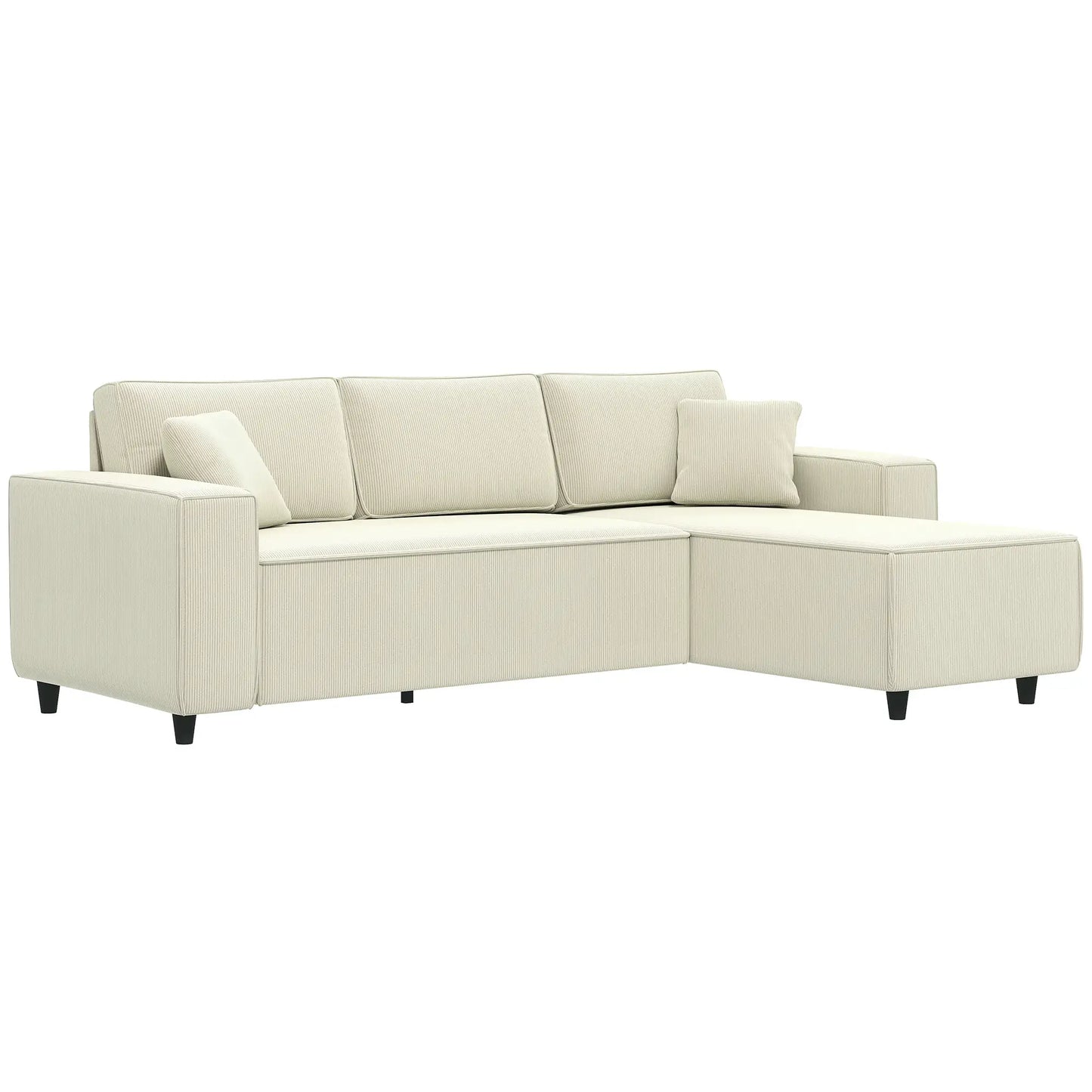 Corner Sofa, L-Shaped Sectional, Corduroy, Pocket Spring, Cream White Sofas & Reclining Chairs Cream at Gallery Canada