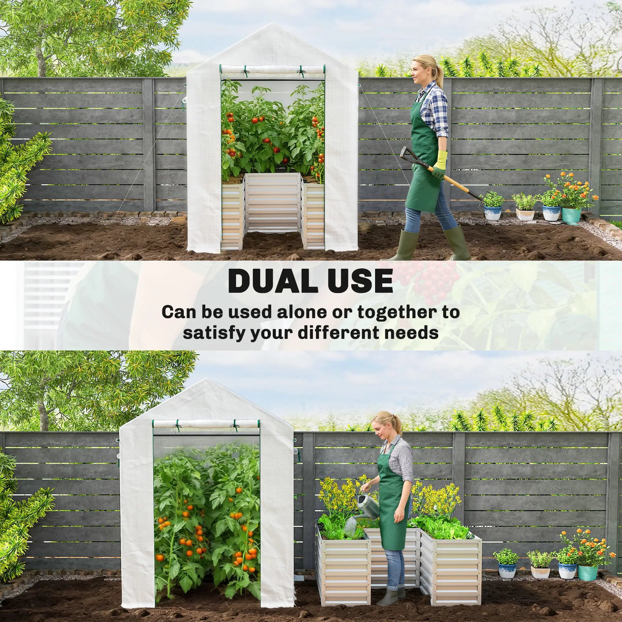 Galvanized Metal Greenhouse, Raised Garden Bed, 56
