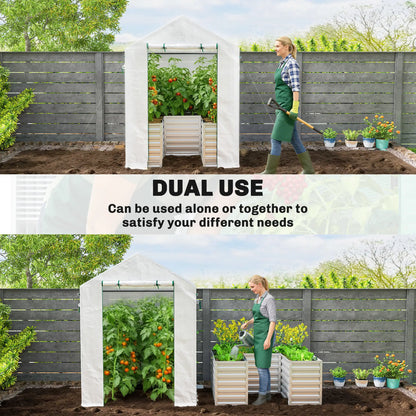 Galvanized Metal Greenhouse, Raised Garden Bed, 56" x 56" x 75", White Portable Greenhouses at Gallery Canada