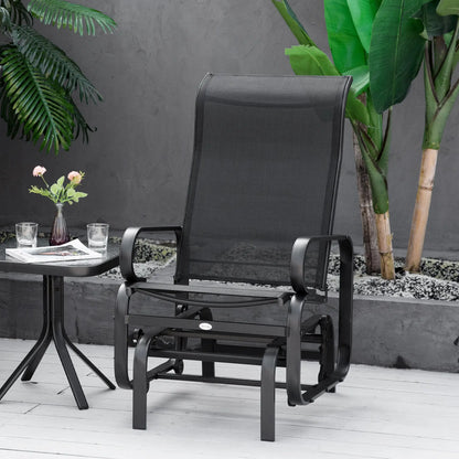 Patio Glider with Breathable Mesh, Outdoor Rocking Chair, Black Outdoor Gliders at Gallery Canada