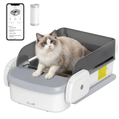Automatic Cat Litter Box, Self Cleaning, App Control, Open Top, Grey Cat Litter Box Enclosures at Gallery Canada