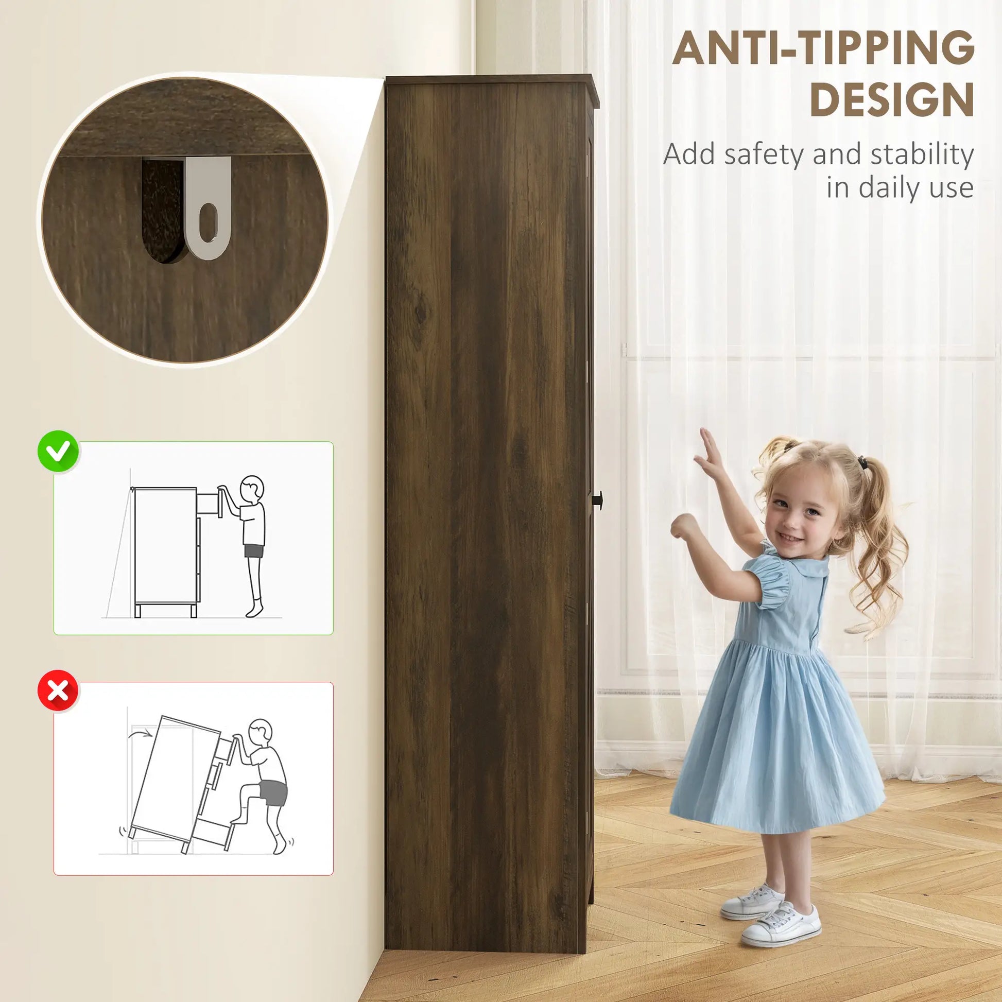 67" Farmhouse Kitchen Pantry Cabinet, Adjustable Shelves, Brown Kitchen Pantry Cabinets at Gallery Canada