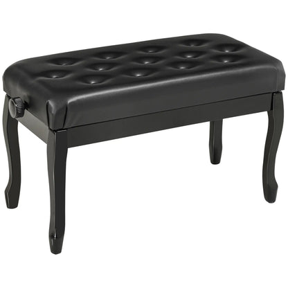 Adjustable Piano Bench, PU Leather, Button Tufted, Black Piano Benches at Gallery Canada