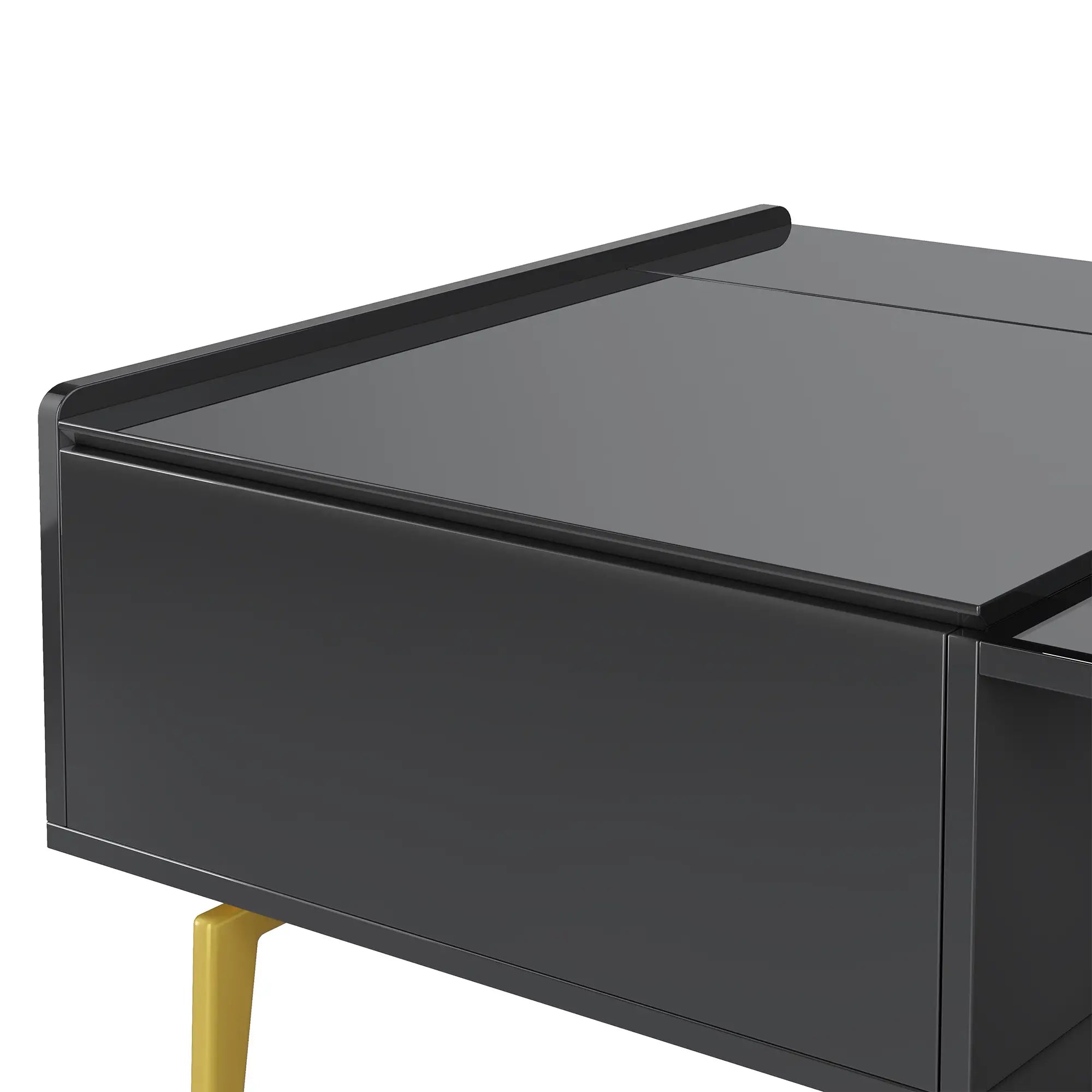 LED Coffee Table, Glass Top, Adjustable Height, Storage, 43.5